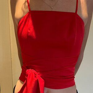 Ramy Brook Red Cropped Wrap Top